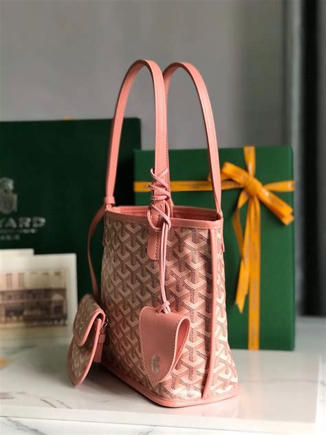 goyard goyardine rose pink anjou mini reversible tote bag